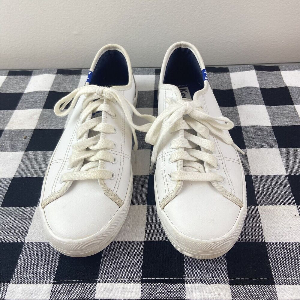 Keds Women's Leather Lace-Up Sneakers Low-Top Shoes White Size 7